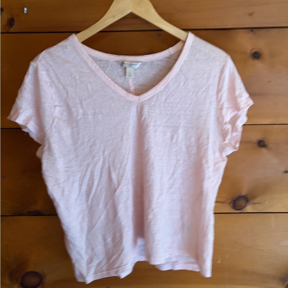 Banana Republic Light Pink V-Neck Short Sleeve Tee
